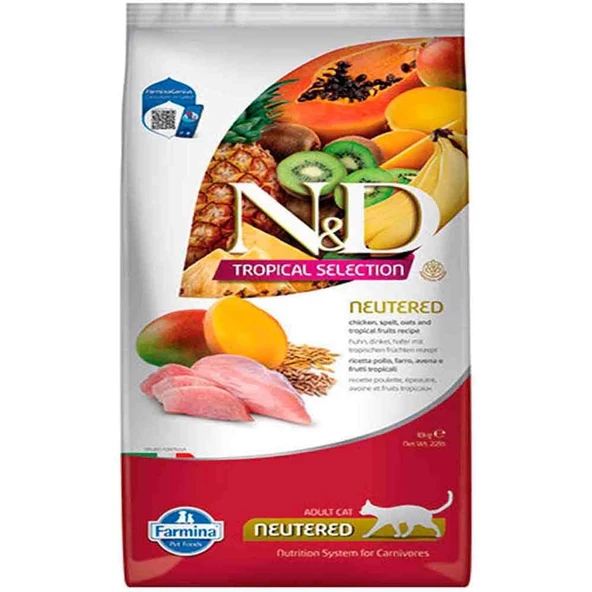 ND Tropical Meyveli Tavuklu Kısırlaştırılmış Kedi Maması 10 Kg