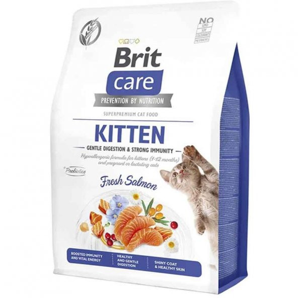 Brit Care Gentle Digestion & Strong Immunity Tahılsız Somonlu Yavru Kedi Maması 7 Kg