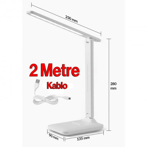 2 Adet Şarjlı Masa Lambası 3 Renk Dokunmatik Telefon Standlı Çalışma Okuma Işığı Gece Lambası 9w - Resim 6