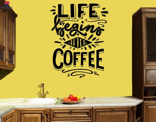 Duvar Sticker Kelimeler Poster Alıntı Kahve Cafe Oturma Odası, Ofis, Dükkan Sticker