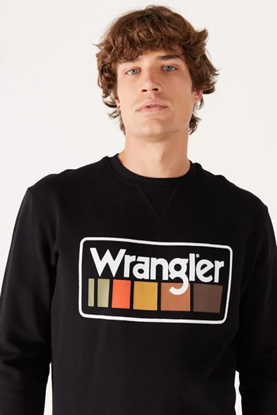 Wrangler W646H1001 Siyah Wrangler Baskılı Bisiklet Yaka Erkek Sweat - 3