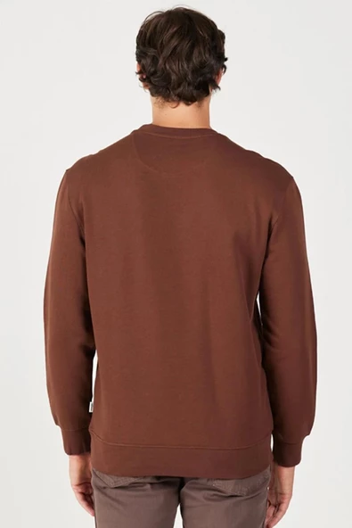 Wrangler W646H1h44 Kahverengi Wrangler Baskılı Bisiklet Yaka Erkek Sweat - 5