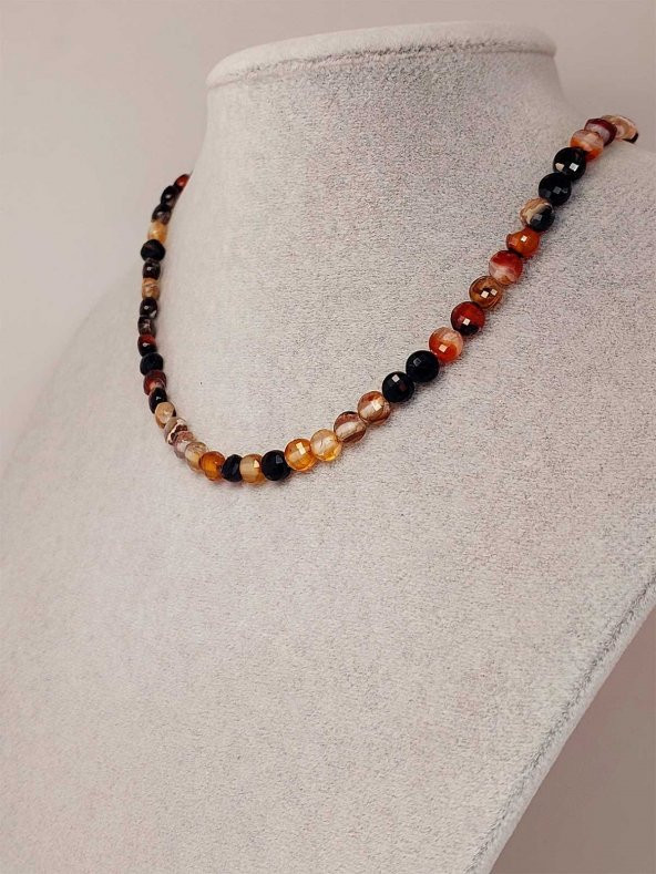 Akik Taşı YASSI Faset Kesim Kolye 6x4mm (Sabit Klipsli) (42810) ürün görseli