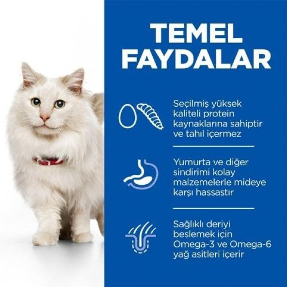 Hills Hypoallergenic Tahılsız Yumurta ve Böcek Proteinli Yetişkin Kedi Maması 1.5 Kg - 3