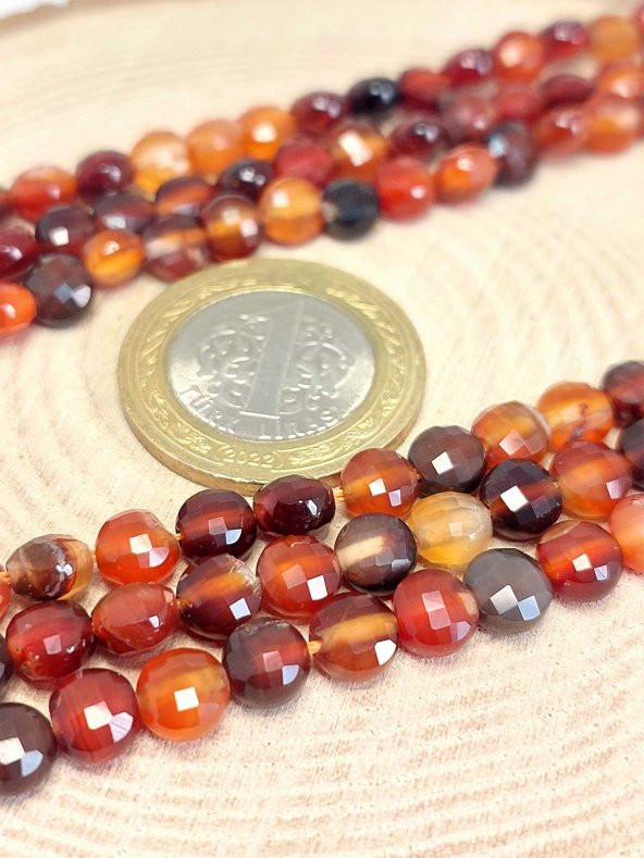 Akik Taşı YASSI Faset Kesim Dizi 6x4mm (42815) - Resim 2