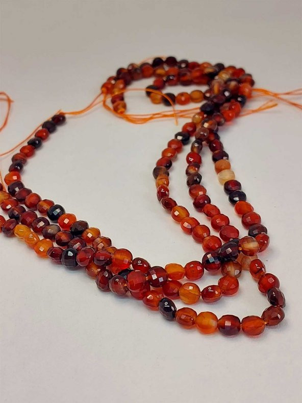 Akik Taşı YASSI Faset Kesim Dizi 6x4mm (42815) - Resim 3