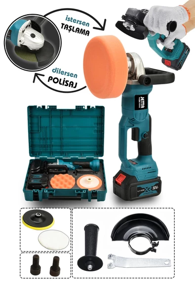 Assur Plus Jetta Power Tools Ultra Set 2'li 58vf Şarjlı Taşlama + Polisaj Makinası