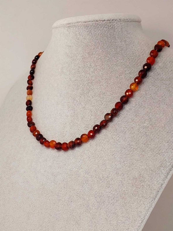 Akik Taşı YASSI Faset Kesim Kolye 6x4mm (Sabit Klipsli) (42815) ürün görseli