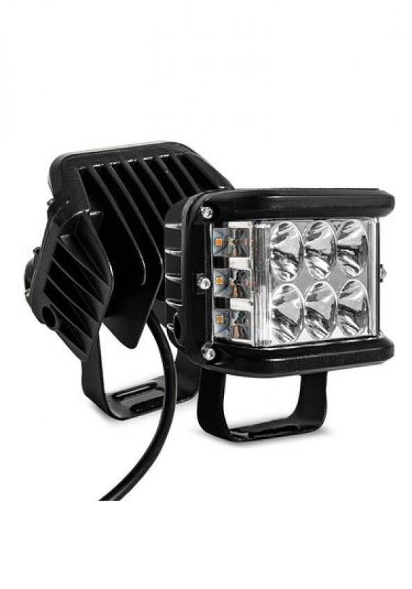 Off Road 45w 12 Led Beyaz Turuncu Flaşlı Kare Sis Farı Çalışma Lambası Hi-tech - 3