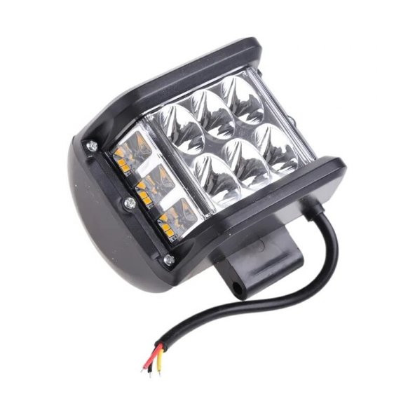 Off Road 45w 12 Led Beyaz Turuncu Flaşlı Kare Sis Farı Çalışma Lambası Hi-tech - 4