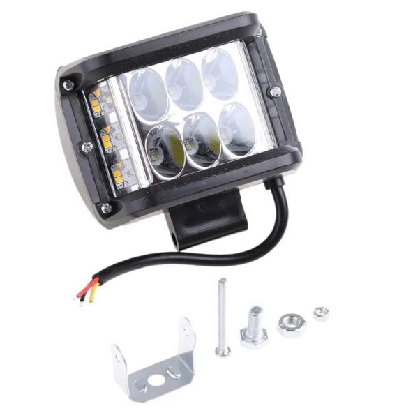 Off Road 45w 12 Led Beyaz Turuncu Flaşlı Kare Sis Farı Çalışma Lambası Hi-tech - 5