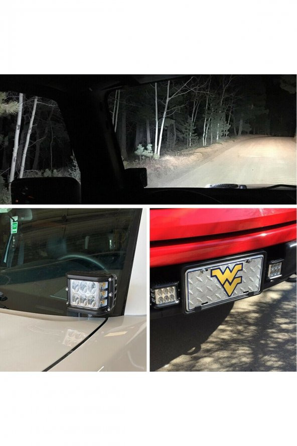 Off Road 45w 12 Led Beyaz Turuncu Flaşlı Kare Sis Farı Çalışma Lambası Hi-tech - 8