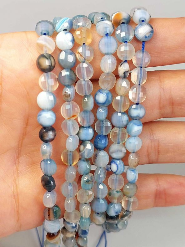 Akik Taşı YASSI Faset Kesim Dizi 6x4mm (42820)
