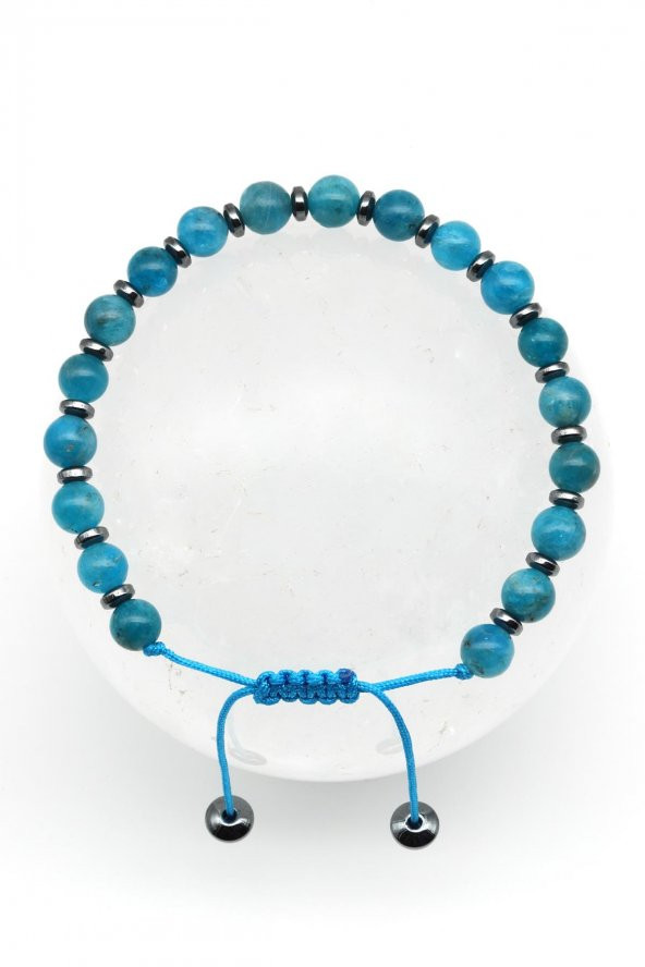 Apatit Doğal Taş Makrome Örme Bileklik ürün görseli