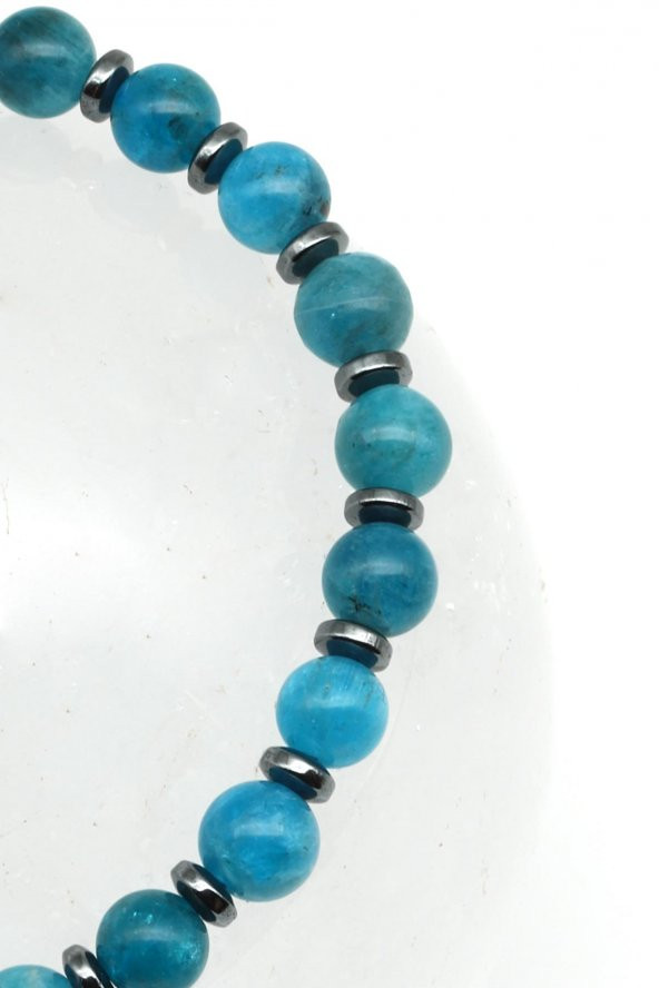 Apatit Doğal Taş Makrome Örme Bileklik - Resim 2