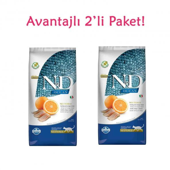 ND Ocean Tahılsız Ringa Balığı Ve Portakallı Kısır Kedi Maması 5 Kg ( 2 Adet ) - 3