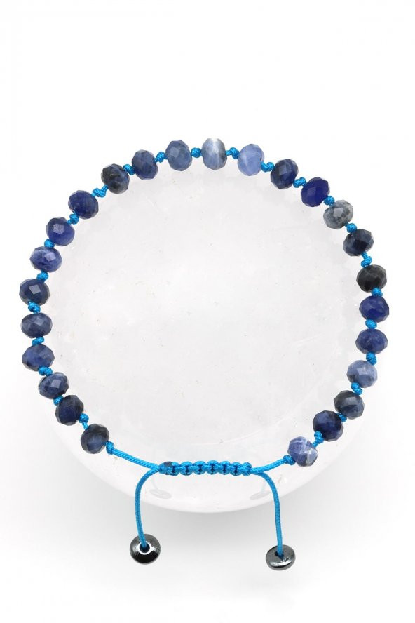 Sodalit Doğal Taş Makrome Örme Bileklik ürün görseli