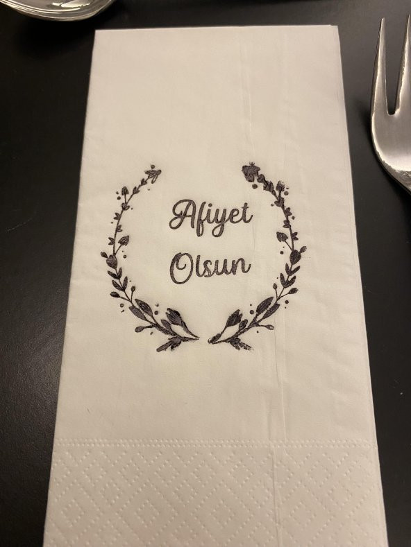 Siyah Yaldızlı Afiyet Olsun 16 lı Beyaz Renkli Kağıt Peçete - 3