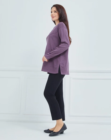 Kadın Triko Kışlık Orta Yaş Anne Bluz Kazak - 9