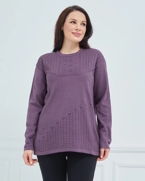 Kadın Triko Kışlık Orta Yaş Anne Bluz Kazak - 7