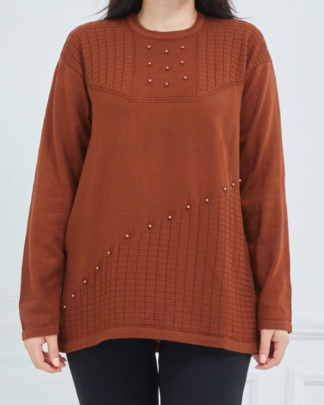 Kadın Triko Kışlık Orta Yaş Anne Bluz Kazak - 6