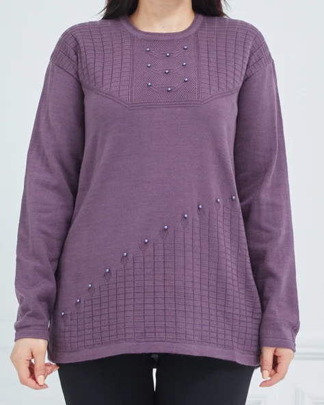 Kadın Triko Kışlık Orta Yaş Anne Bluz Kazak - 12