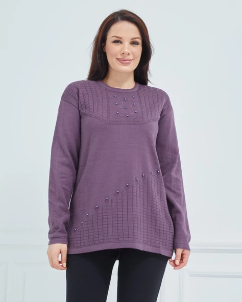 Kadın Triko Kışlık Orta Yaş Anne Bluz Kazak - 11