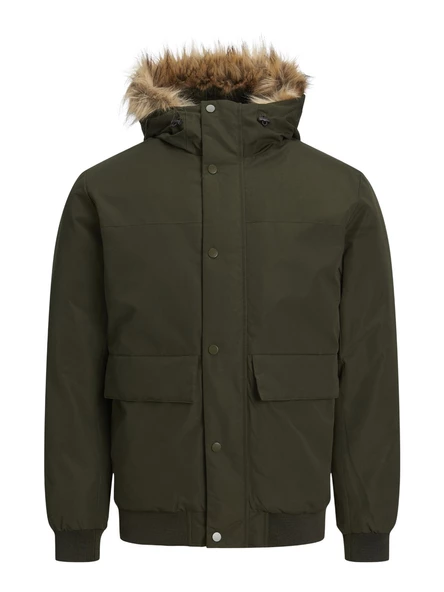JACK JONES Erkek Haki Renk Kapüşonlu Mont 12236822