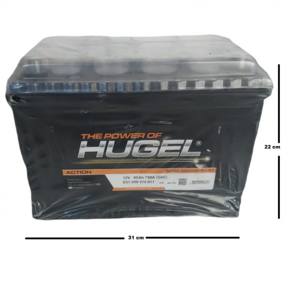 Hugel Akü 12 V 90 Ah Amper 750 A En - Resim 2