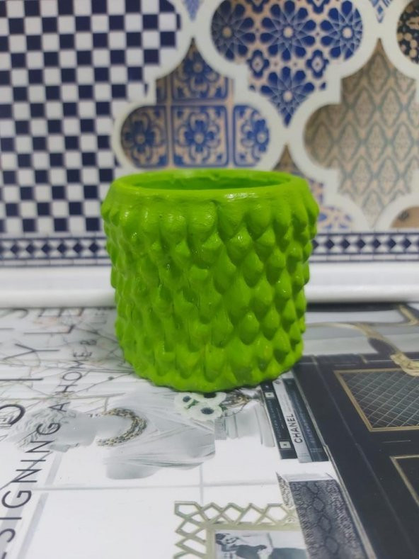 Dekoratif Kozalak Saksı 8x7cm Fıstık Yeşili