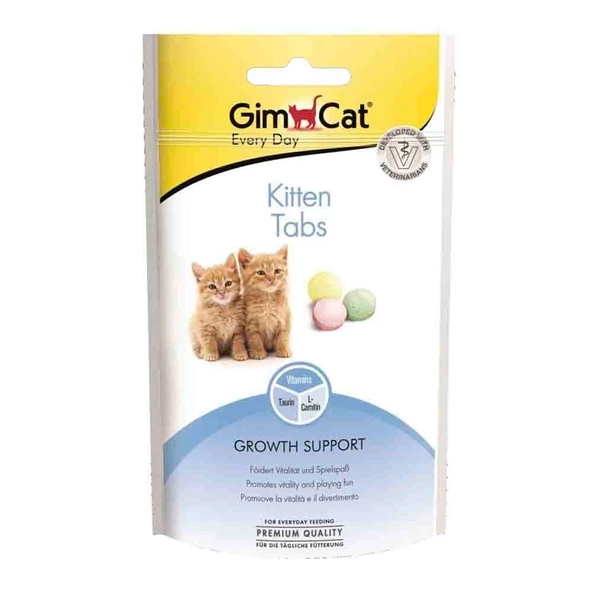 GimCat Kitten Tabs Yavru Kediler için Taurinli Multivitamin Kedi Ödülü 40gr