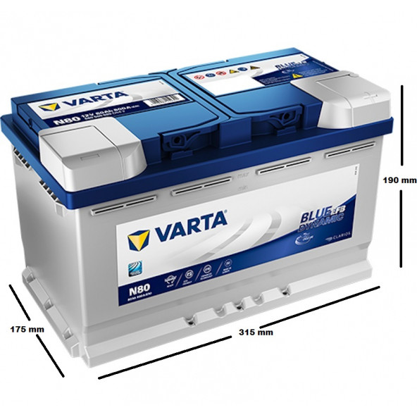Varta Blue Dynamic N80 Start-Stop Efb 12 V 80 Ah 800 A(En) Akü - 2
