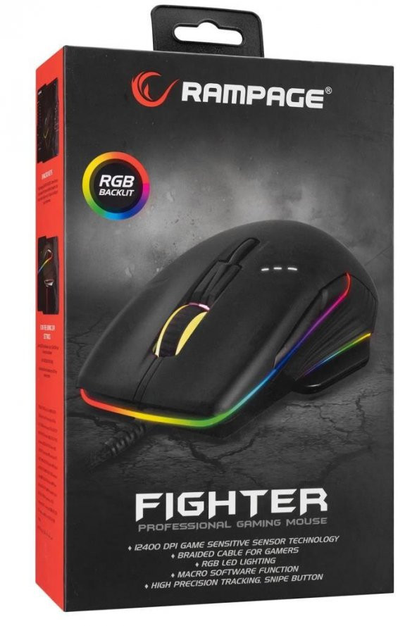 Rampage Fihgter Rgb Ledli Oyuncu Mouse 12400 Dpi Smx-R19 - 7
