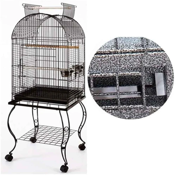 QH Sehpalı Papağan Kafesi Dövme Demir 51x51x152 Cm 902 ADS ürün görseli 1