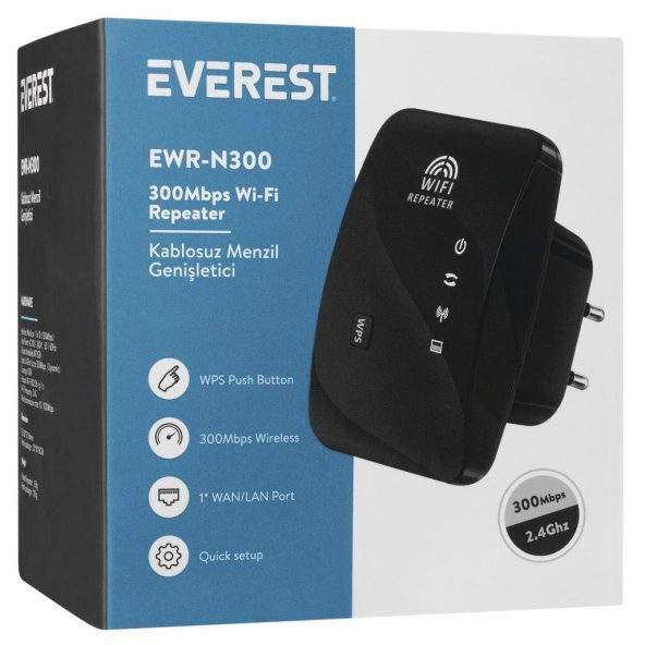 Everest EWR-N300 2.4GHz 300Mbps Dahili Antenli Kablosuz Menzil Genişletici - 5