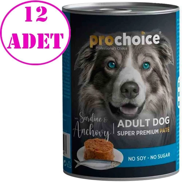 Pro Choice Sardalya ve Hamsili Pate Köpek Konservesi 400 Gr 12 Ad