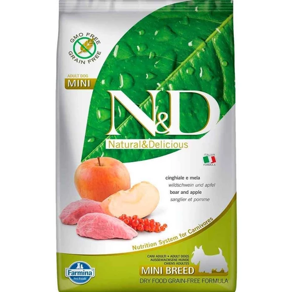 N&D Yaban Domuzu Elmalı Tahılsız Küçük Irk Köpek Maması 2,5 kg ürün görseli 1