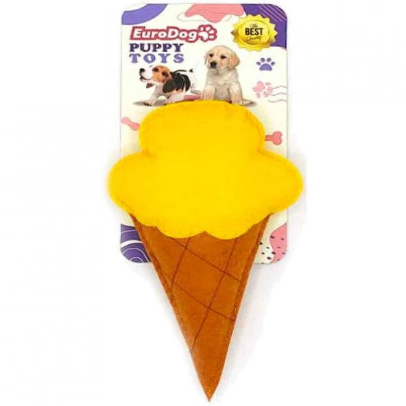 EuroDog Puppy Pet Toys Sarı Dondurma Şeklinde Köpek Oyuncağı