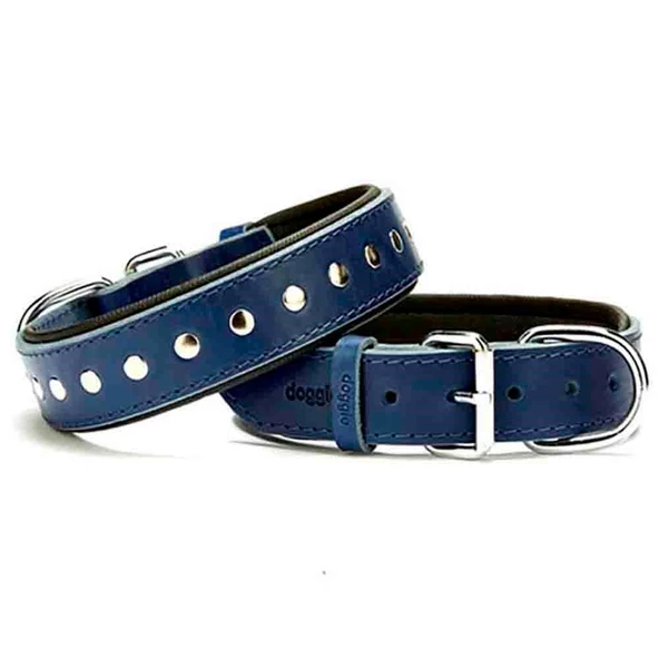 Doggie Yumuşak Dokulu Rivetli Köpek Boyun Tasması Mavi SBT-3511 L