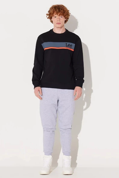 Lee L232501001 Siyah Önü Lee Baskılı Bisiklet Yaka Erkek Sweat - 5