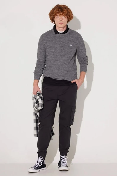 Lee L212149035 Gri Bisiklet Yaka Erkek Kazak - 6