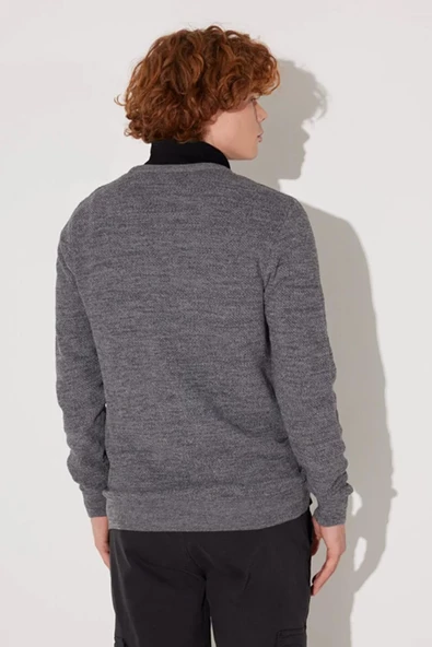 Lee L212149035 Gri Bisiklet Yaka Erkek Kazak - 7