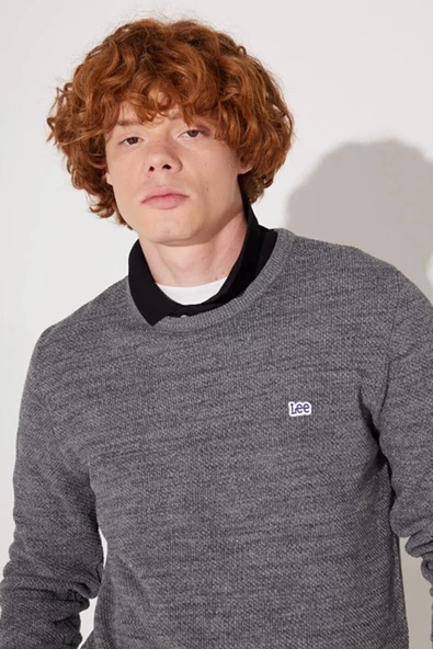 Lee L212149035 Gri Bisiklet Yaka Erkek Kazak - 5