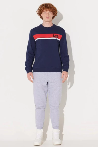 Lee L232501410 Lacivert Önü Lee Baskılı Bisiklet Yaka Erkek Sweat - 6