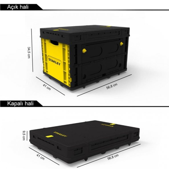 STANLEY FB533L 25Kg Katlanır Kapaklı Çok Amaçlı Taşıma Sepeti - 7