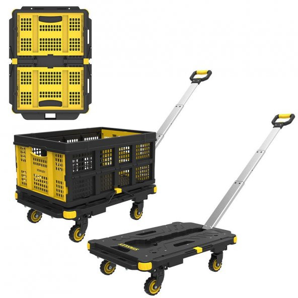 STANLEY PC532B 137kg 62x45cm Dört Tekerli Çekme Kollu Yük ve Paket Taşıma Arabası + FT505 25Kg Katlanır Çok Amaçlı Taşıma Sepeti - 5
