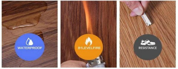 Renkli Duvarlar Kendinden Yapışkanlı Açık Gri Sudan Etkilenmez PVC Zemin yer Parkesi - 6