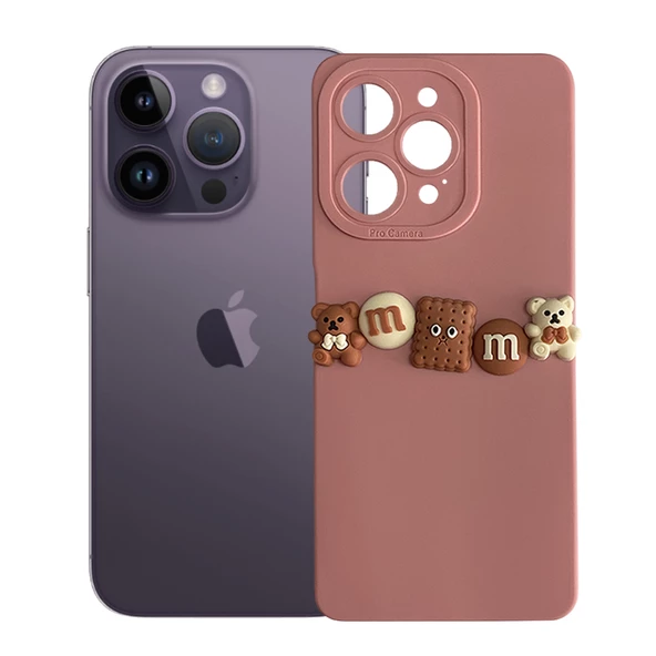 iPhone 14 Pro Kılıf 3D M Bear Kamera Korumalı Silikon Kapak - 8