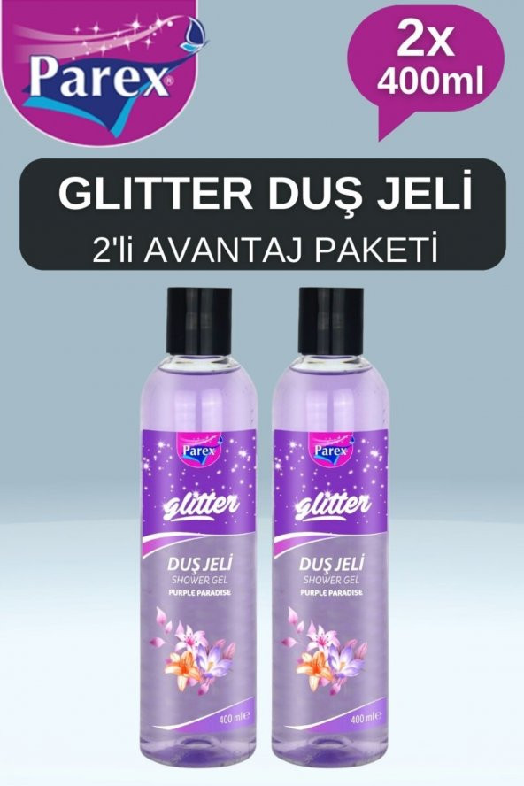 2×400ml Purple Paradise Glitter Nemlendirici Banyo Ve Duş Jeli 2lü Avantaj Paketi Antistress