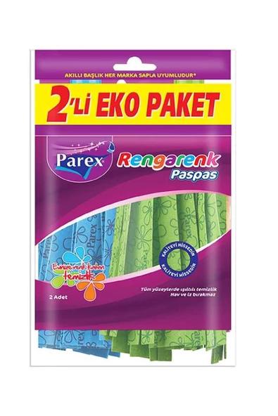 Parex Rengarenk Paspas 2'li Paket, 1 Standart + 1 Extra Güçlü Paspas Bir Arada